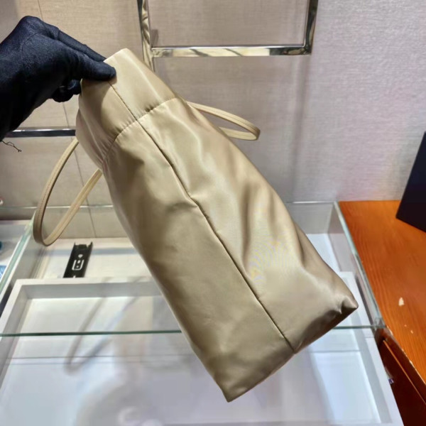 Pra*a re-nylon and saffiano leather tote bag